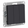 Выключатель трехклавишный Schneider Electric Atlas Design карбон