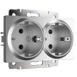 Розетка двойная Werkel серебряный рифленый WL09-SKG-02-IP20 4690389131288