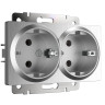 Розетка двойная Werkel серебряный рифленый WL09-SKG-02-IP20 4690389131288
