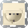 Розетка Gira System 55 Schuko с/з со шторками крышкой 16A 250V безвинтовой зажим кремовый  глянцевый 041401