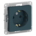 Розетка силовая Schneider Electric Atlas Design со шторками, изумруд