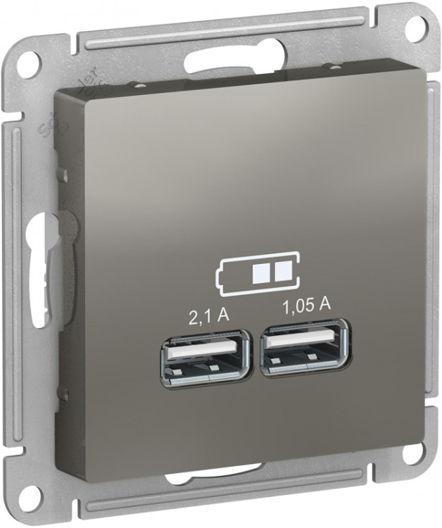 Зарядное устройство USB Schneider Electric Atlas Design сталь