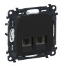 Розетка телефонная Legrand Valena Allure RJ-11, 2 выхода, антрацит 753039+755428