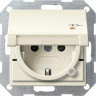 Розетка Gira System 55 Schuko с/з со шторками крышкой 16A 250V безвинтовой зажим кремовый глянцевый 276301