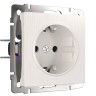 Розетка Werkel с заземлением и шторками перламутровый рифленый WL13-SKGS-01-IP44 4690389124341