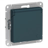 Розетка силовая Schneider Electric Atlas Design со шторками и крышкой, изумруд