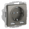 Розетка силовая+USB Schneider Electric Atlas Design сталь