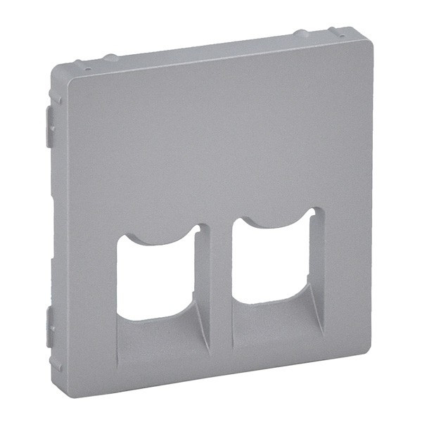 Лицевая панель Legrand Valena Life для двойных розеток RJ-45 и RJ-11, алюминий 755422