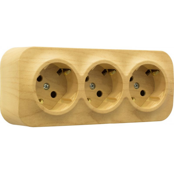 Розеточный блок Legrand Quteo 3x2К+З со шторками, дерево 782278