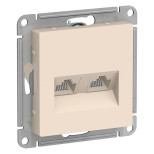 Розетка двойная Schneider Atlas Design RJ-45 кат. 5е, бежевая