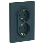 Розетка двойная Schneider Electric Atlas Design в сборе, изумруд
