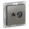 Розетка TV+RJ-45 Schneider Electric Atlas Design сталь