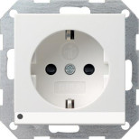 Розетка Gira System 55 Schuko с/з со шторками подсветкой 16A 250V безвинтовой зажим чисто-белый глянцевый 117003
