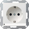 Розетка Gira System 55 Schuko с/з со шторками подсветкой 16A 250V безвинтовой зажим чисто-белый глянцевый 117003