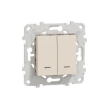 Выключатель двухклавишный Schneider Electric Unica New с подсветкой, бежевый