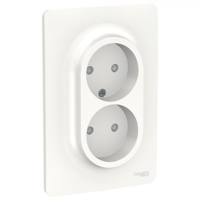 Розетка двойная Schneider Electric Unica New без заземления, белая