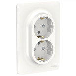 Розетка двойная Schneider Electric Unica New с заземлением, белая