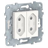 Розетка силовая Schneider Electric Unica New 2х2К на 2 модуля, белая