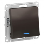 Переключатель одноклавишный Schneider Electric Atlas Design с подсветкой, мокко
