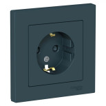 Розетка силовая Schneider Electric Atlas Design со шторками, в сборе, изумруд