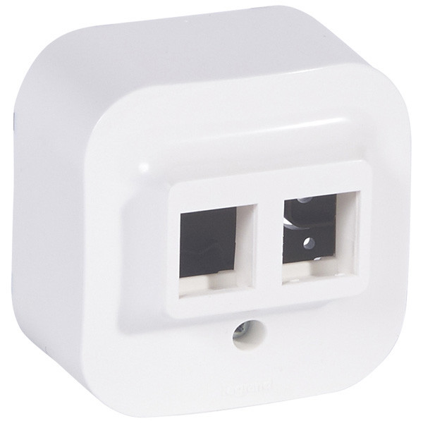 Адаптер Legrand Quteo для 1 или 2 розеток RJ-45 Keystone, белый 782226