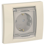 Розетка силовая Schneider Electric Unica New IP44 с крышкой, бежевая