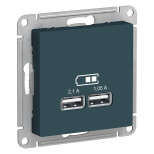 Зарядное устройство USB Schneider Electric Atlas Design изумруд