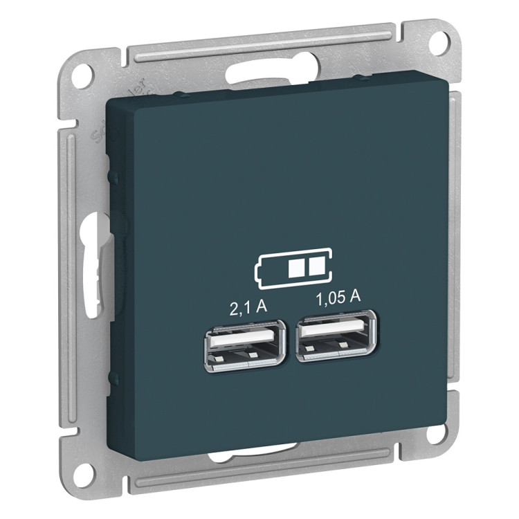 Зарядное устройство USB Schneider Electric Atlas Design изумруд