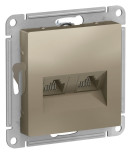 Розетка двойная Schneider Atlas Design RJ-45 кат. 5е, шампань