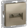 Розетка двойная Schneider Atlas Design RJ-45 кат. 5е, шампань