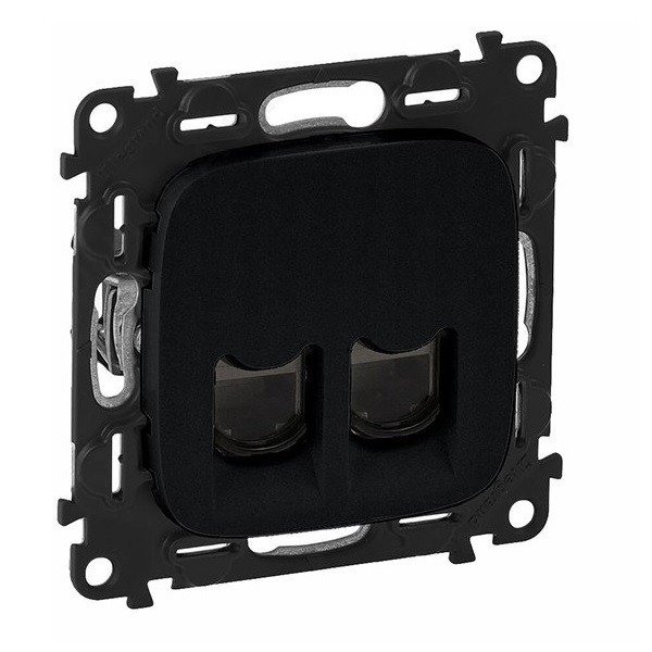 Розетка RJ-45 Legrand Valena Allure двойная, cat. 5e, до 100 Мб/с, антрацит 753041+755428