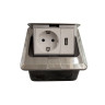 Розетка силовая 2K+3+USB встраиваемая в пол/столешницу, шлифованная сталь