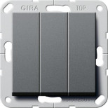 Выключатель трехклавишный Gira System 55 10A 250V британский стандарт антрацит 283028