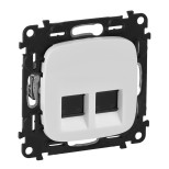 Розетка телефонная Legrand Valena Allure RJ-11, 2 выхода, белая 753039+755425
