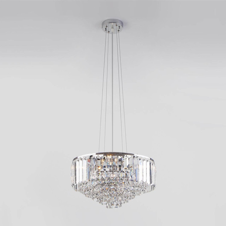 Подвесная люстра Eurosvet Torreta 10105/5 хром/прозрачный хрусталь Strotskis