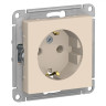 Розетка силовая Schneider Electric Atlas Design со шторками, бежевая