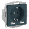 Розетка силовая+USB Schneider Electric Atlas Design изумруд