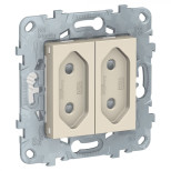 Розетка силовая Schneider Electric Unica New 2х2К на 2 модуля, бежевая
