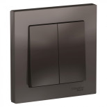 Выключатель двухклавишный Schneider Electric Atlas Design в сборе с рамкой, мокко