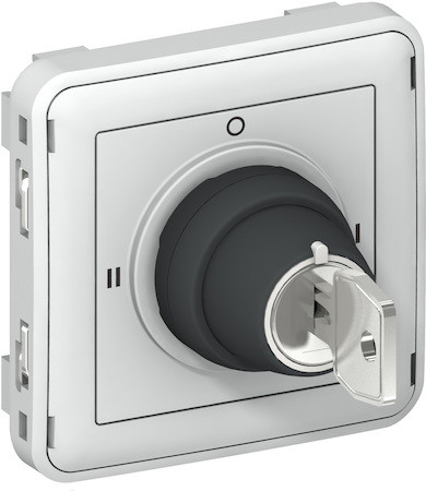 Выключатель Legrand Plexo IP55 с ключом 3-позиционный «I-0-II», два Н.О. контакта, серый 069535
