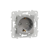 Розетка силовая Schneider Electric Unica New со шторками, алюминий