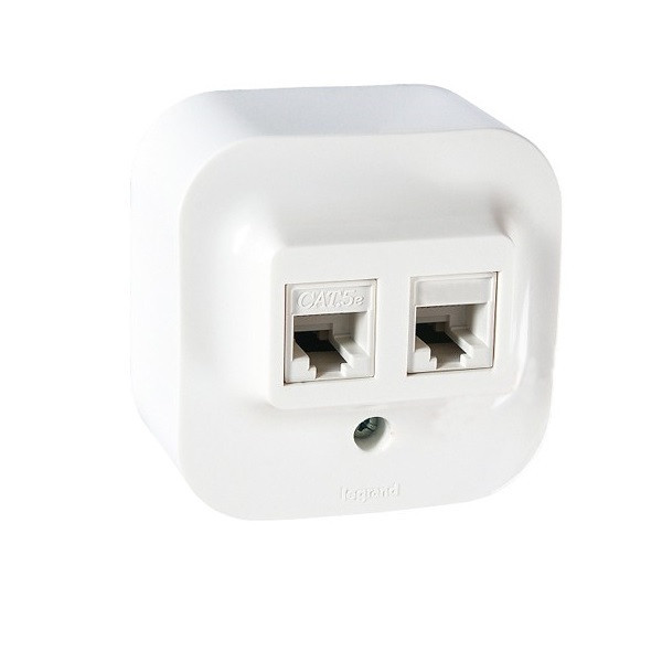 Розетка RJ-11+RJ-45 Legrand Quteo UTP, белая 782221