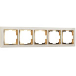 Рамка из пластика на 5 постов Snabb слоновая кость/золото WL03-Frame-05-ivory-GD