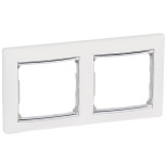 Рамка Legrand Valena Classic на 2 поста, белый/серебряный штрих 770492