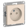 Розетка силовая Schneider Electric Atlas Design со шторками, без заземления, бежевая