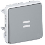 Выключатель кнопочный Legrand Plexo IP55 Н.О., с подсветкой, серый 069542