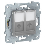 Розетка двойная Schneider Electric Unica New RJ-45 кат. 6, алюминий