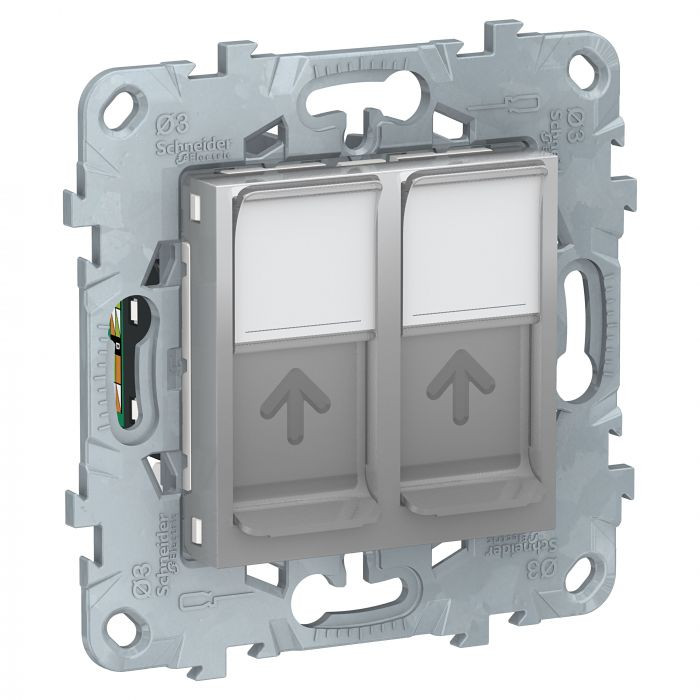 Розетка двойная Schneider Electric Unica New RJ-45 кат. 6, алюминий