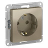 Розетка силовая Schneider Electric Atlas Design со шторками, шампань