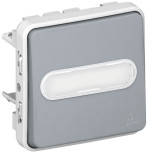 Выключатель кнопочный Legrand Plexo IP55 с держателем этикетки, серый 069544